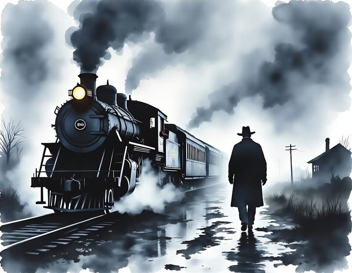 Waiting for the train at night.