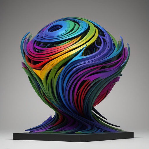Vibrant Psychedelic Form in 3D Sculpture