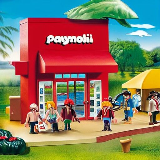 Playmobil Chick-fil-A in Oil Painting Style