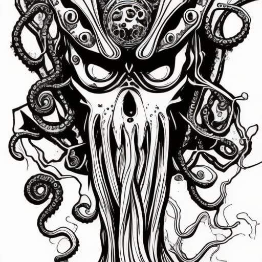Lovecraftian Cthulhu Tattoo Design in Celtic Line Art
