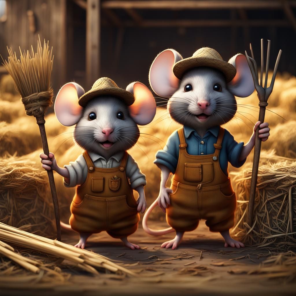 Mice Farmers in Detailed Matte Painting