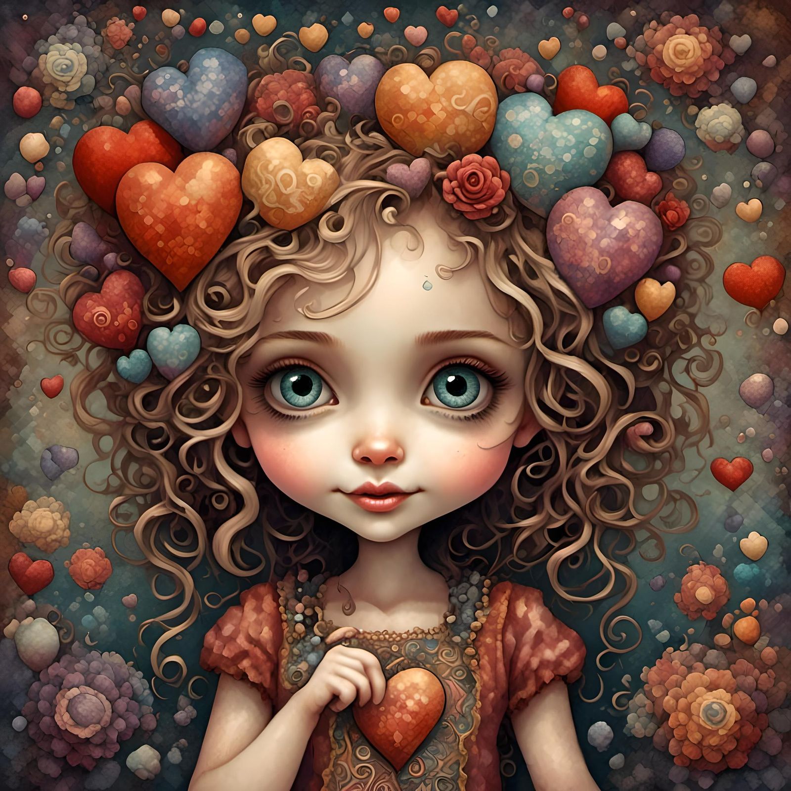 Charming Chibi Girl Creates Heart in 3D Cartoon