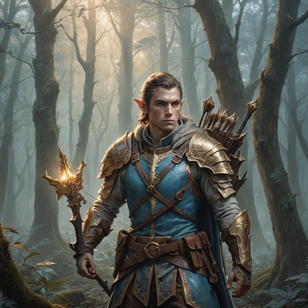 Elven Warrior Portrait in Fantasy Realism Style