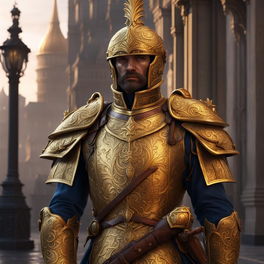 Royal Golden Guard in Detailed Matte Painting