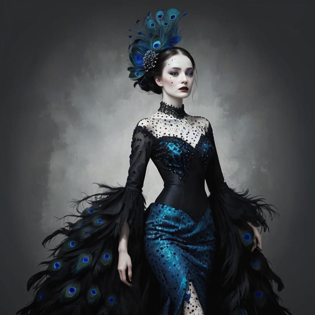 Abstract Woman with Peacock Feathers