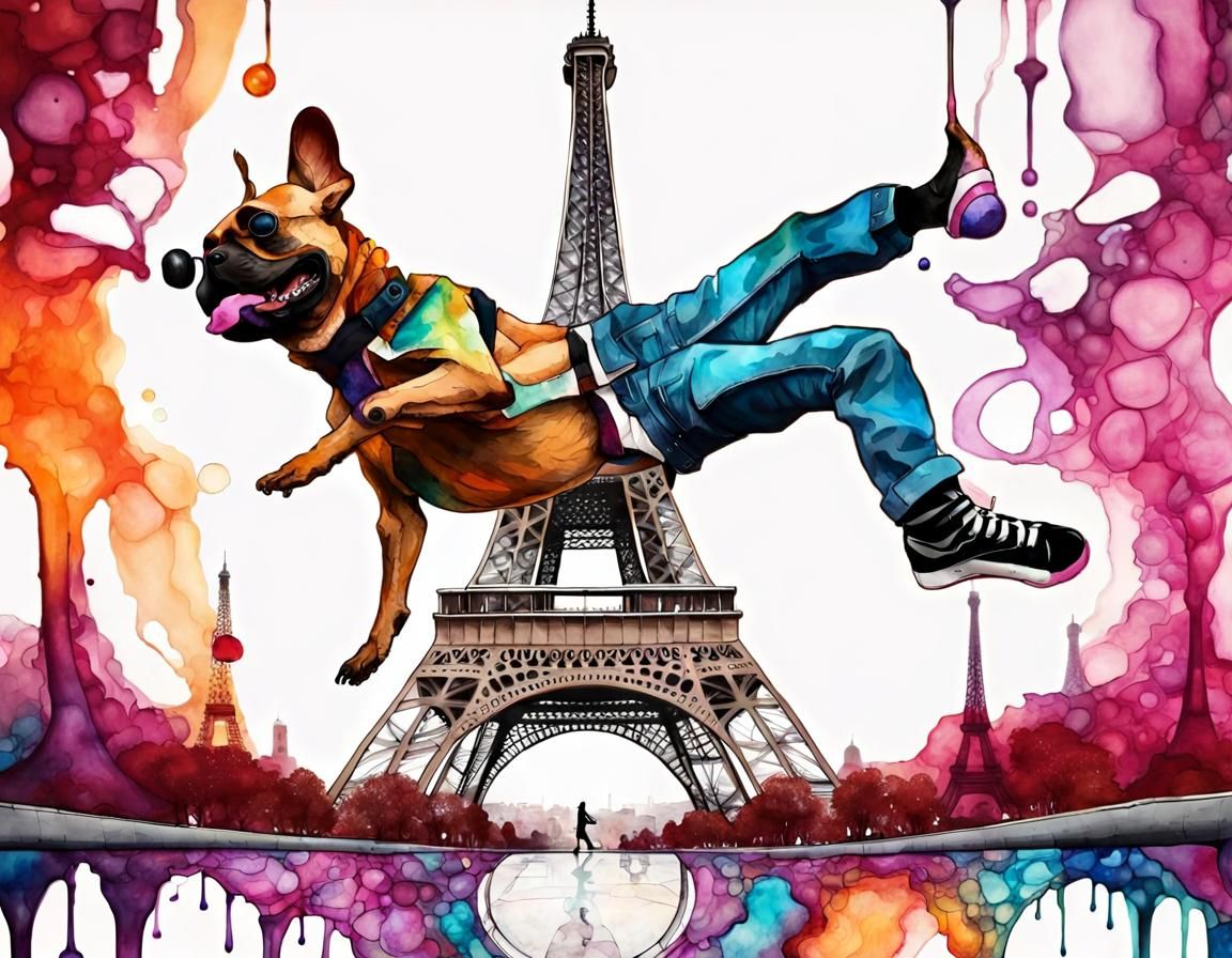 Futuristic Interspecies Breakdancing Near Eiffel Tower with ...