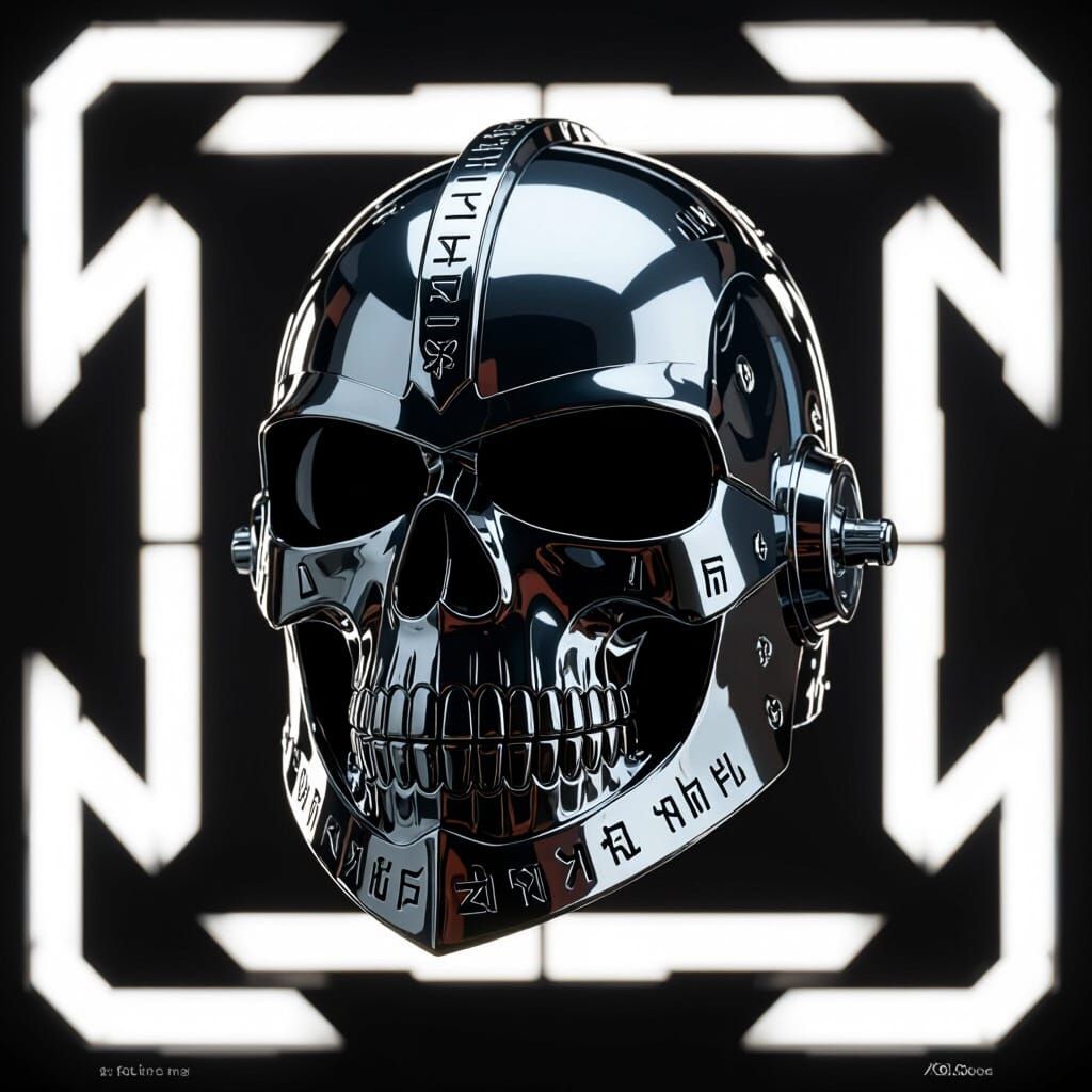 Sleek Chromium Dwarven Helmet with Glyphs