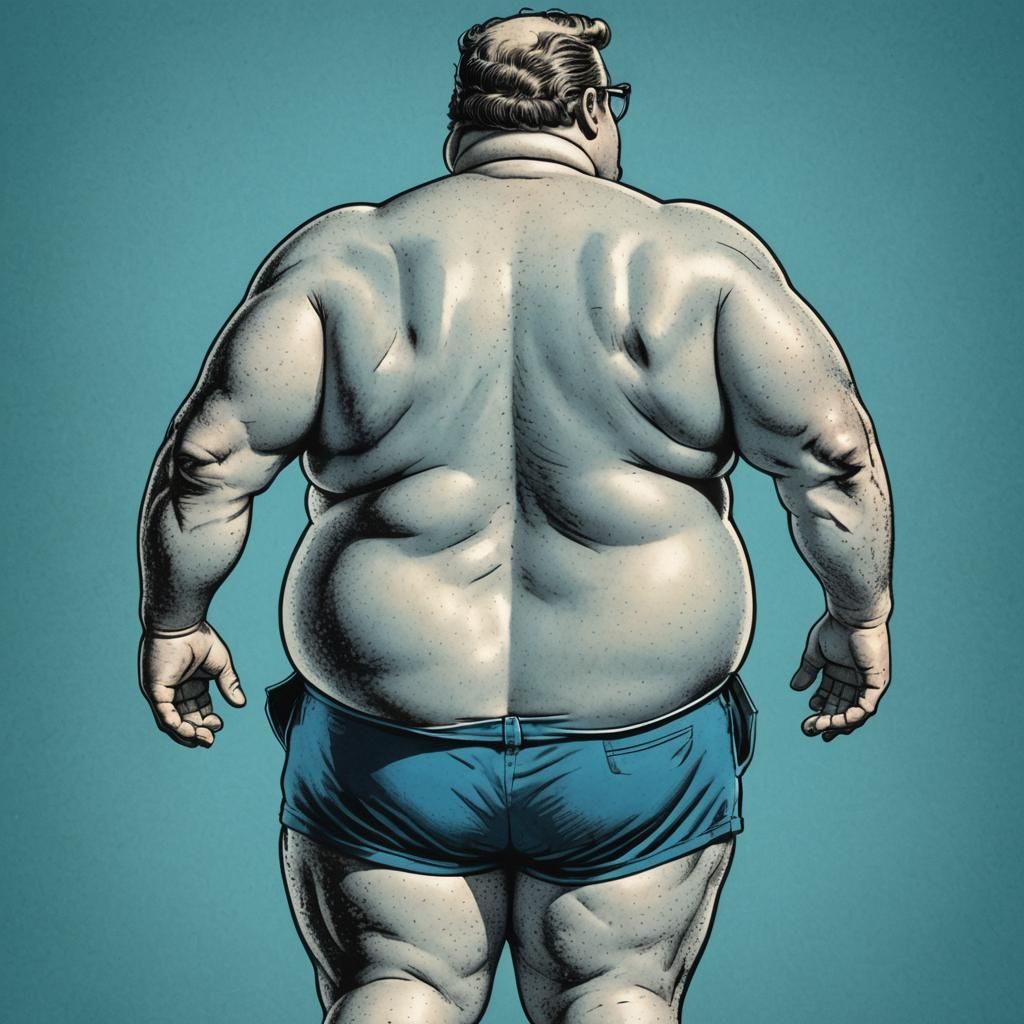Comic Book Style Rear View of a Man
