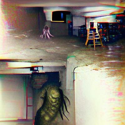 Eerie Creature Lurking in Dark Basement