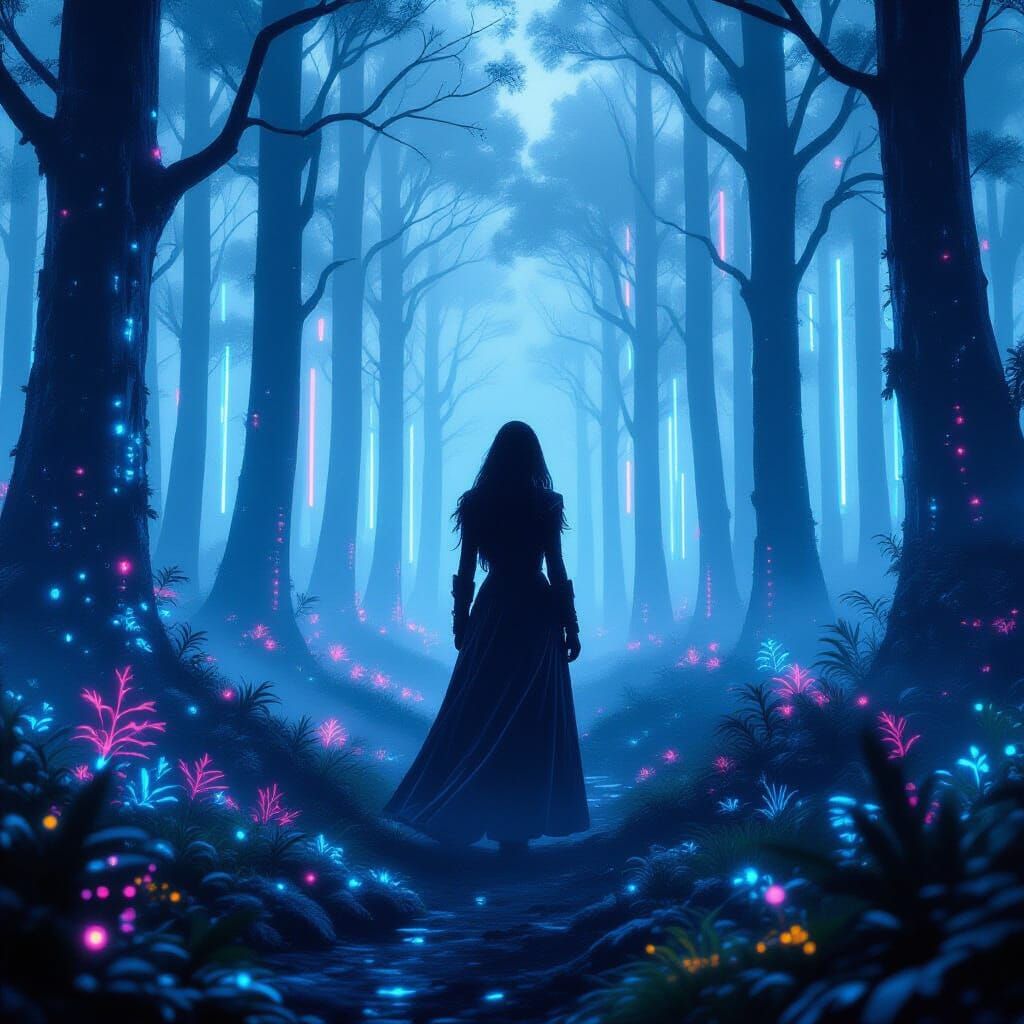 Neon Forest Dreamscape in Science Fiction Style