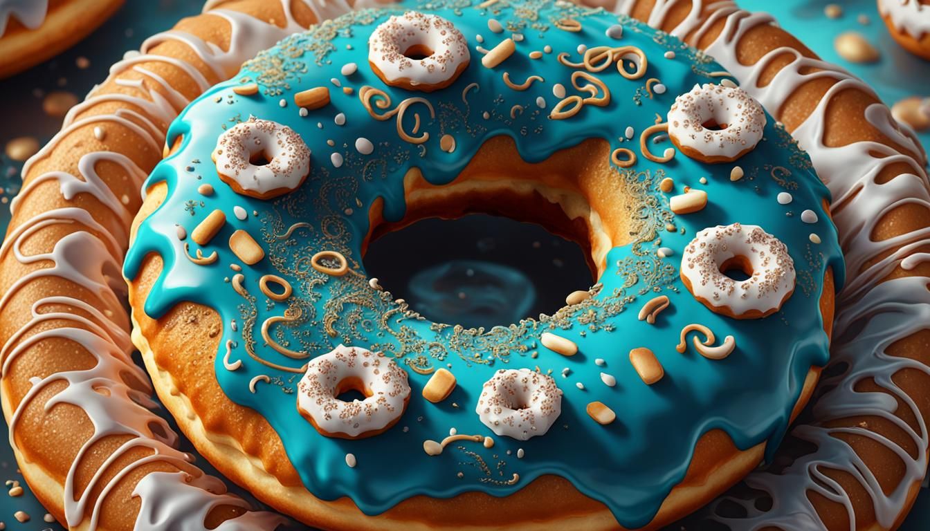 Filigree Donut Closeup in Hyperrealism Style