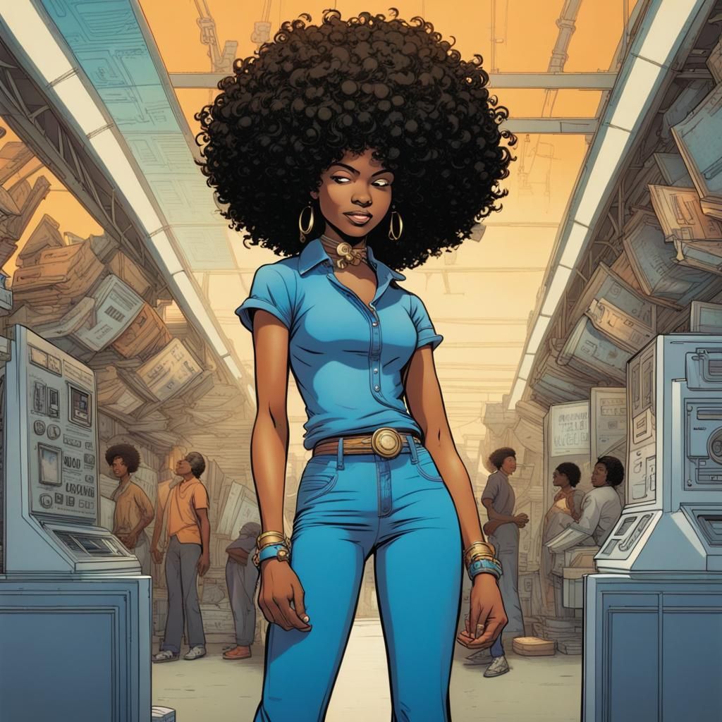 1960s Style Afro Woman in Comic Book Art