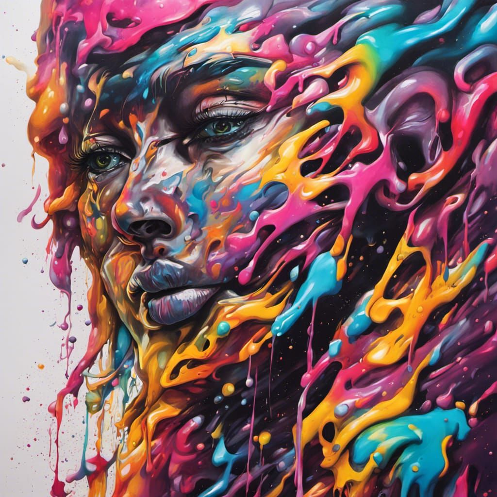 Colorful Polychromatic Graffiti Art in Spray Paint Style