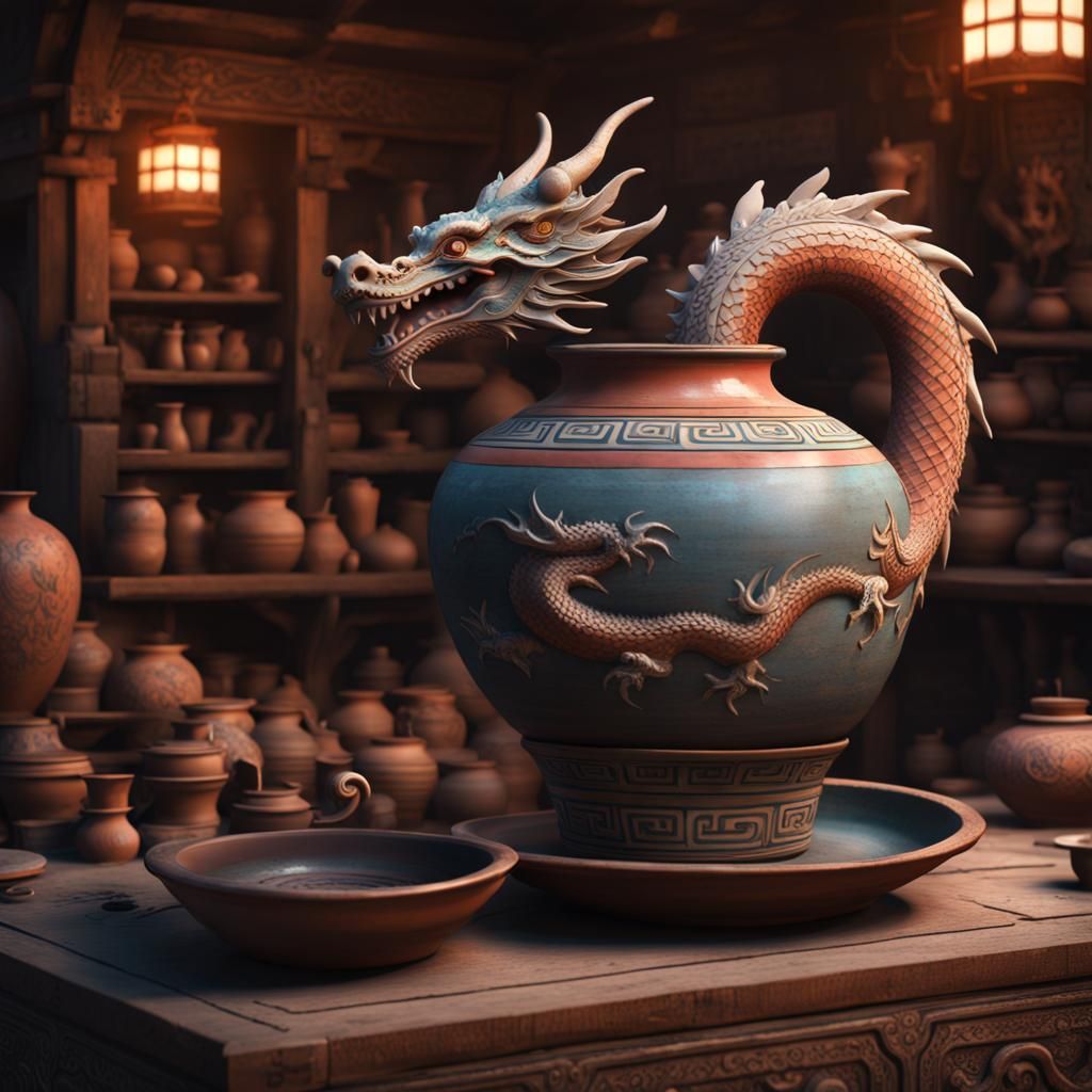 Dragon Pottery at Old Chinese Pawn Shop