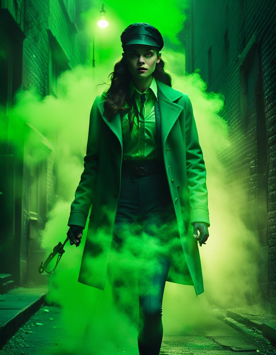 The Riddler Escapes: A Cinematic Noir Film Still