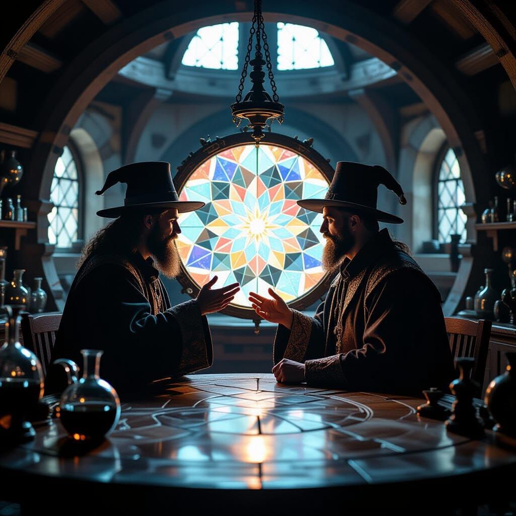Alchemist's Reflection in a Medieval Laboratory