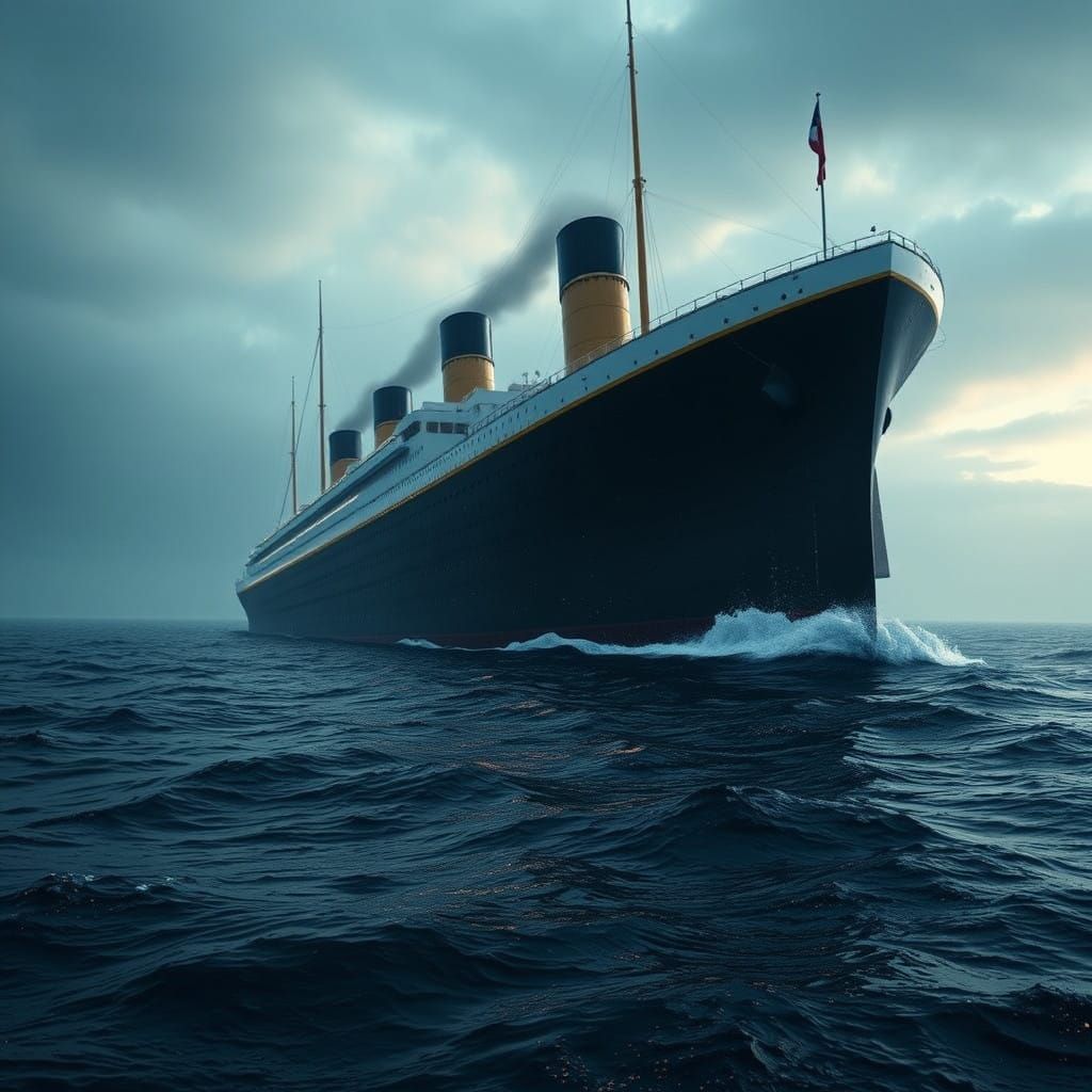 Realistic 8K RMS Titanic in the North Atlantic