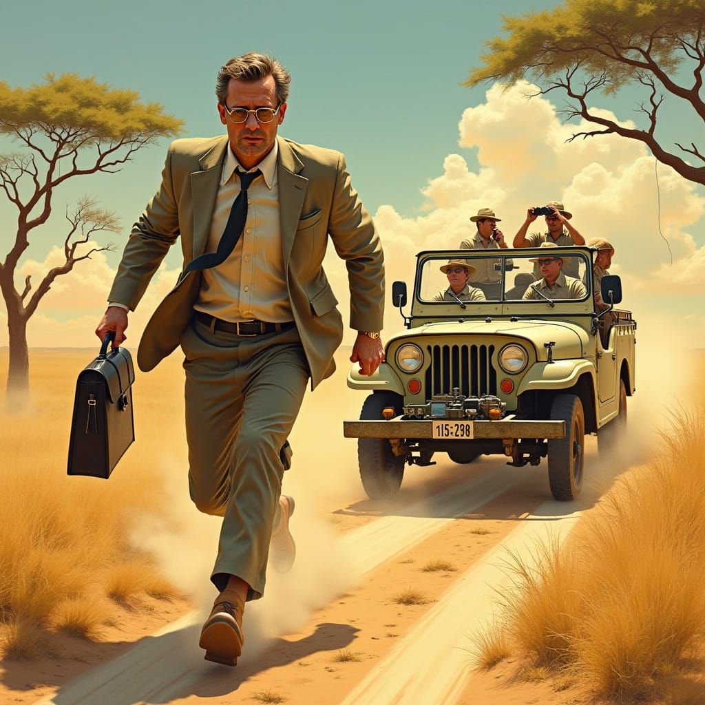 A High-Stakes Safari Chase in a Sun-Scorched Landscape