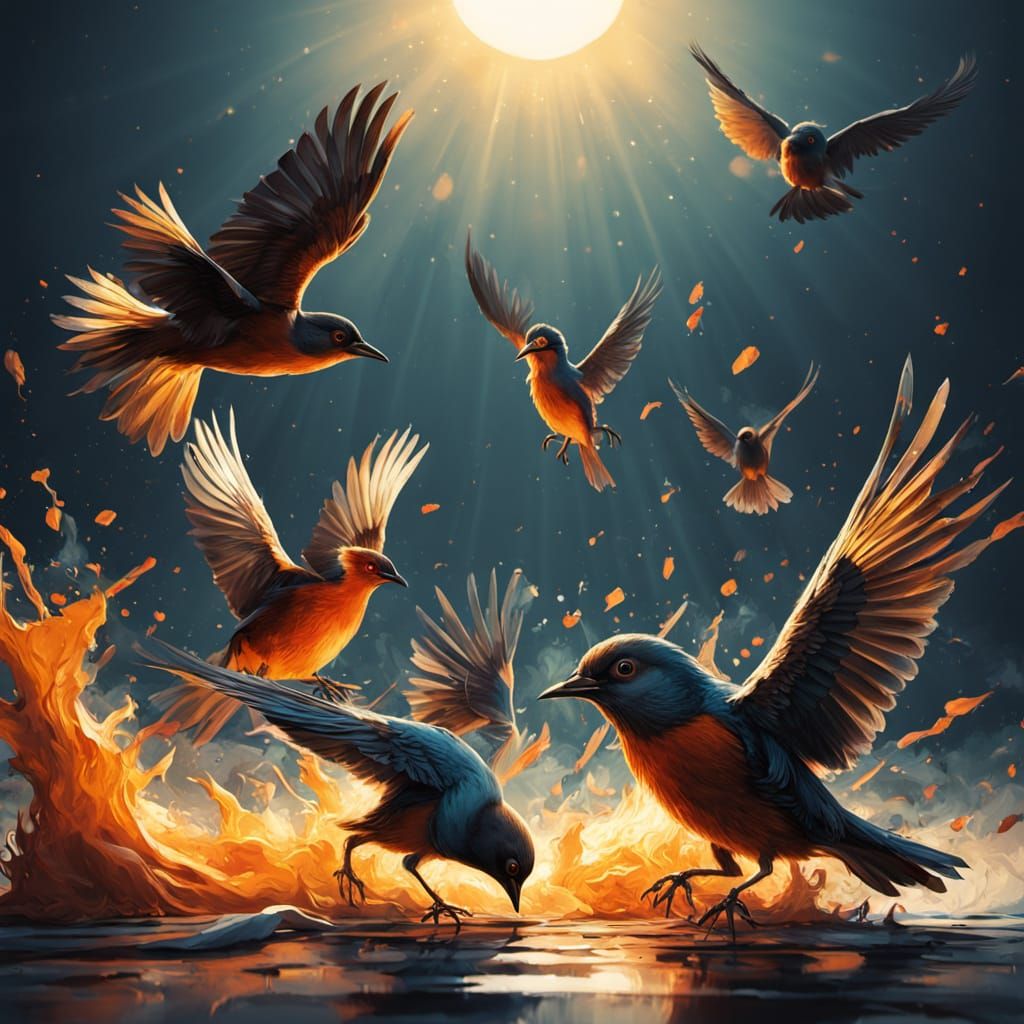 Birds Take Flight From Sharpened Pencil Splash Art