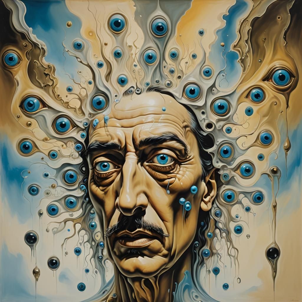 Surreal Dream Hall of Sentient Eyes in Dali Style