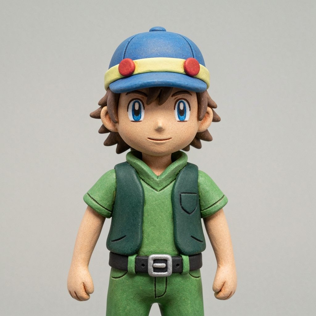 Pokémon Trainer Ritchie as Detailed Clay Figurine