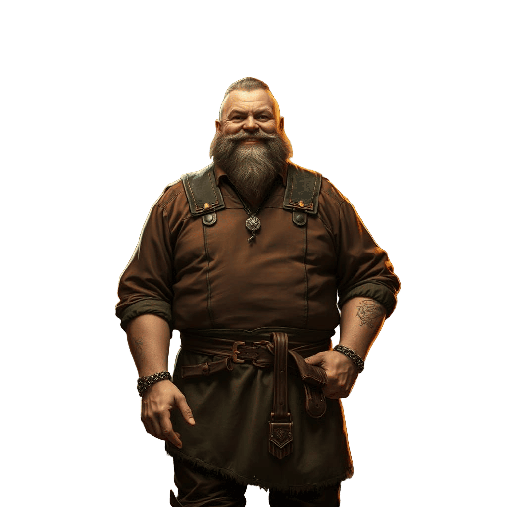 Medieval Innkeeper in Warm, Golden Light