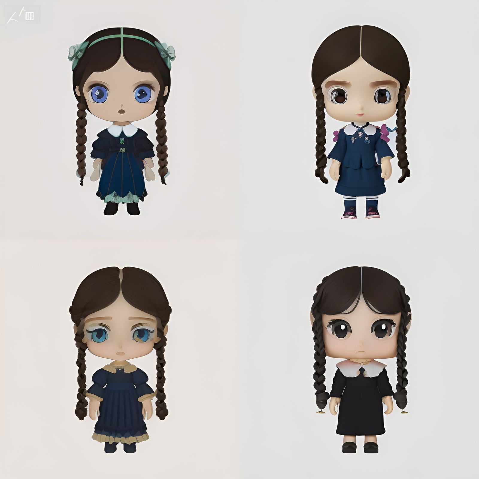 Sinister Wednesday Addams Girl Emoji in Gothic Style
