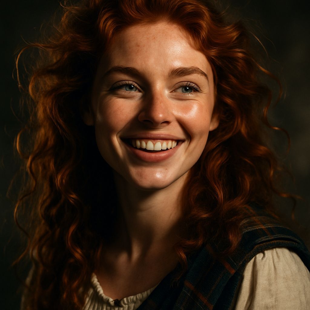Scottish Highlander Lass with Red Hair, Cinematic Style