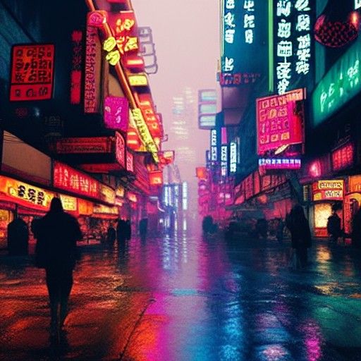 Cyberpunk Chinatown in Rainy Neon Future