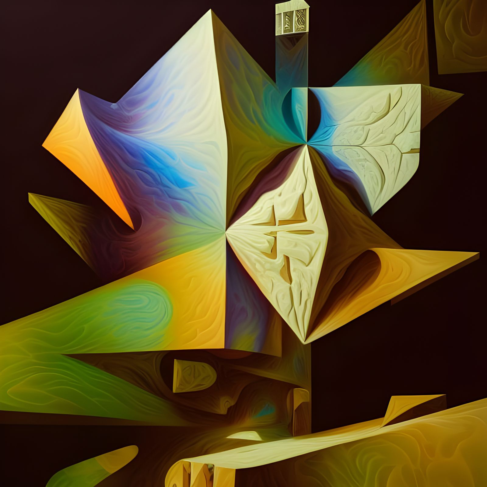 Abstract Geometric Painting with Fractal Mandelbulb Patterns