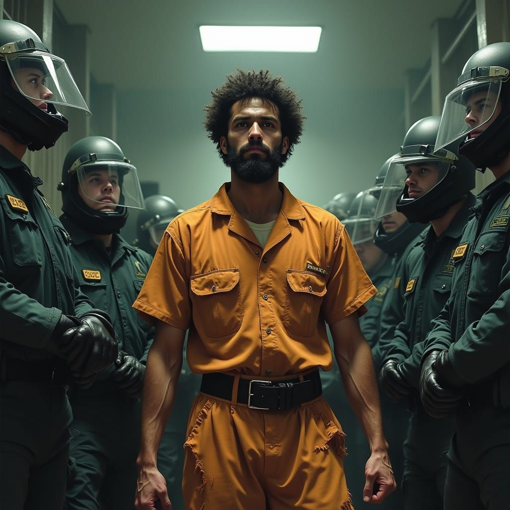 Gritty Prison Standoff: Intense Realism Art