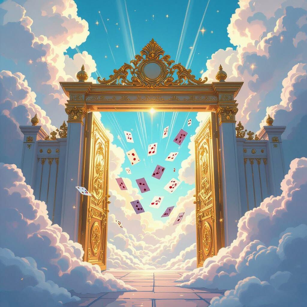 Majestic Golden Gate Amidst Clouds Releasing Musical Notes