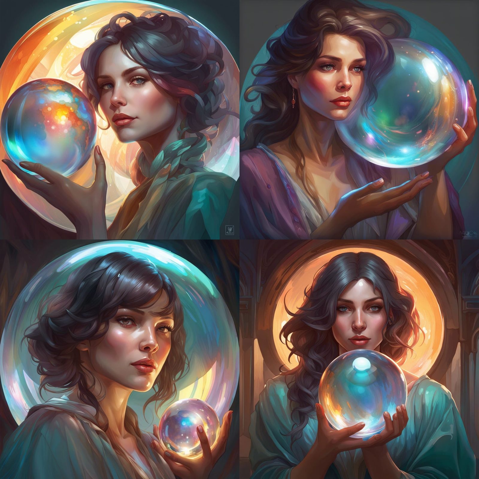 Woman Holding Sphere: Hyperdetailed Concept Art Portrait