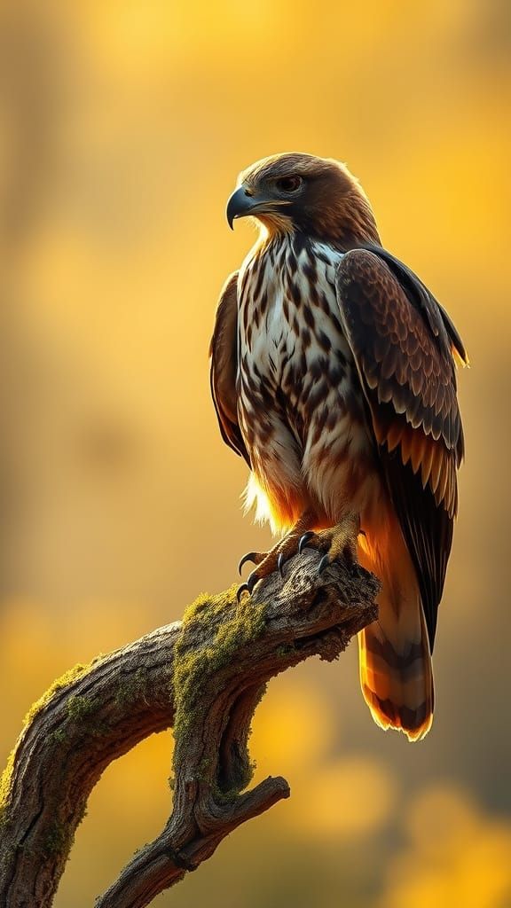 Regal Hawk Perched in Golden Light