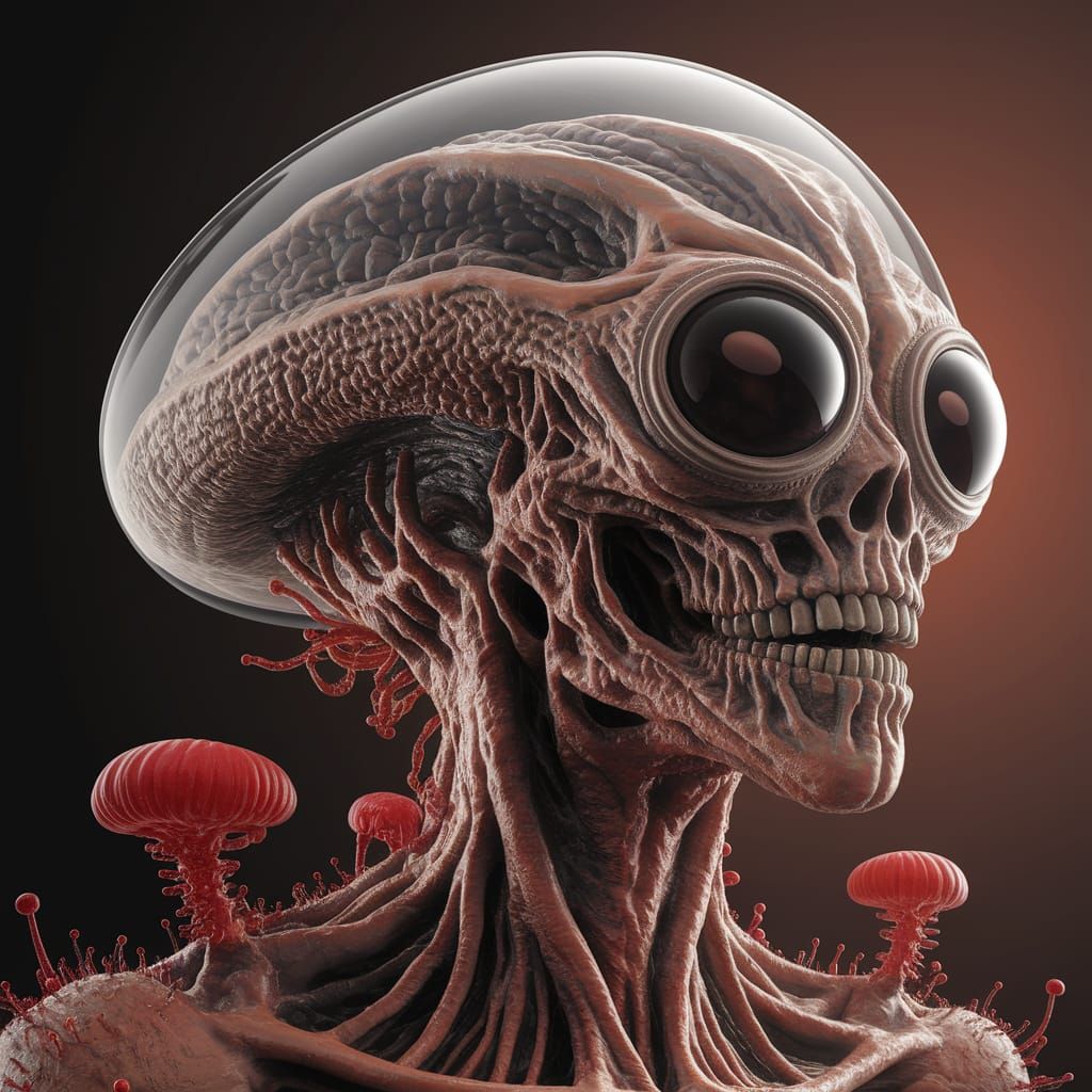 Alien Mothership Infected by Cordyceps, Giger Style