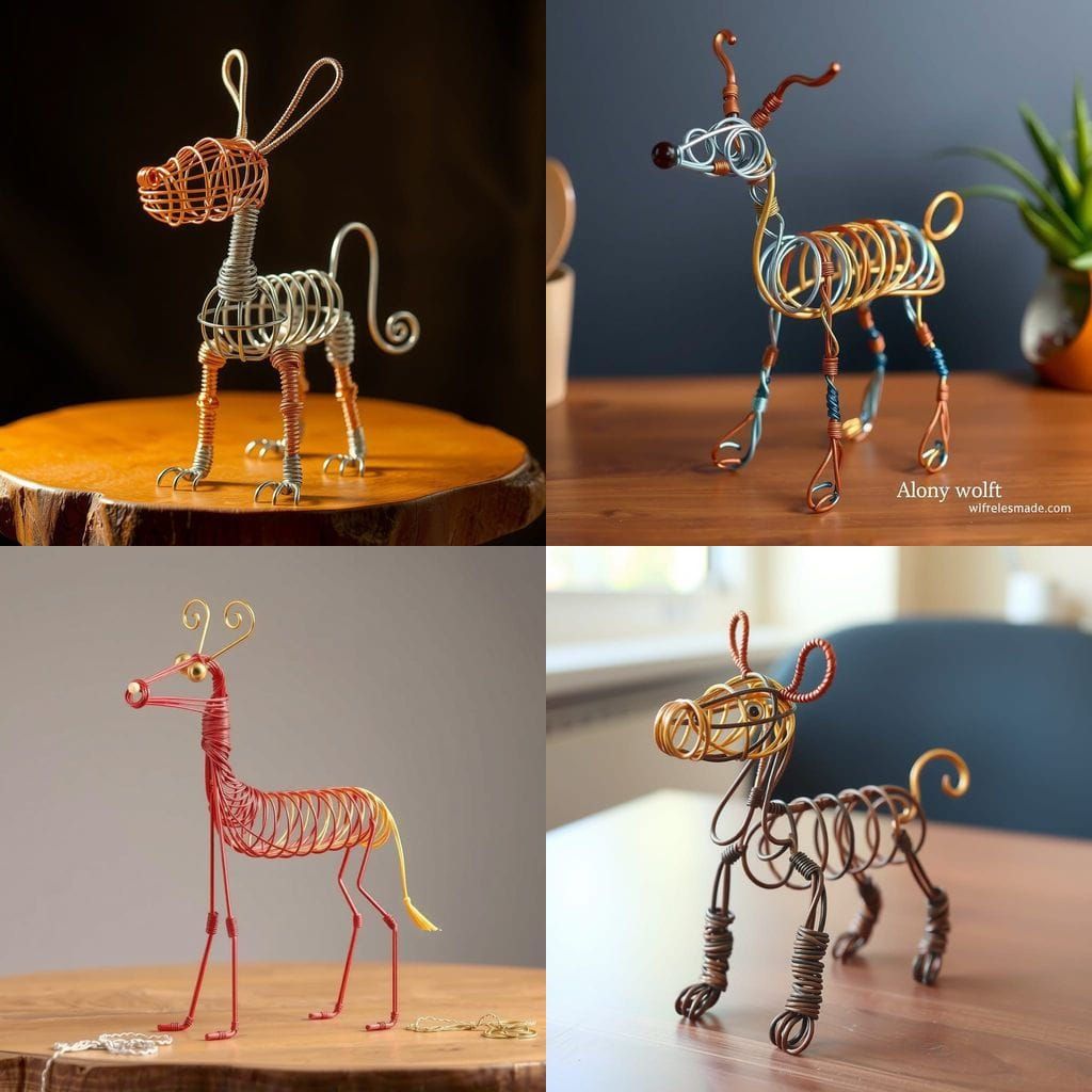 Twisted Wire Animal Sculpture on Wire Table