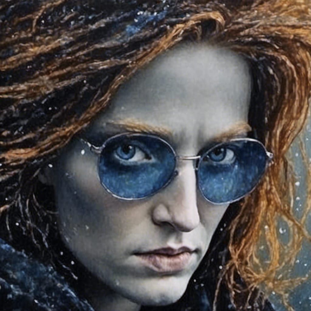 Psychedelic Woman in Cosmic Time Vortex