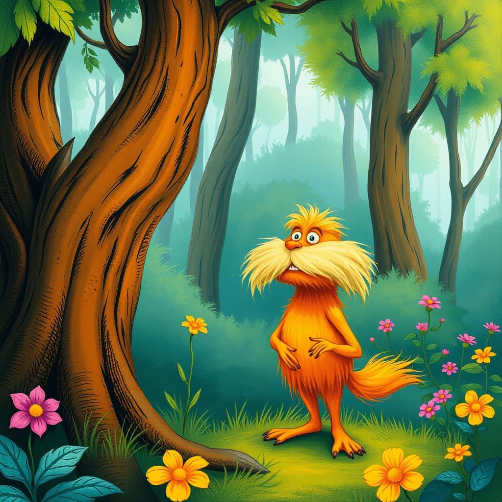 Whimsical Forest Guardian in Dr. Seuss-Inspired Style