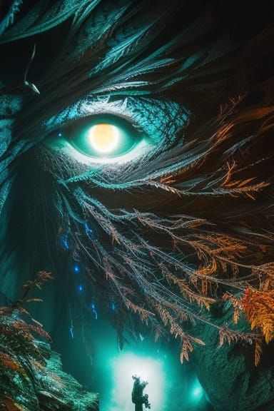 Ethereal Creature Lurking in Dark Cave