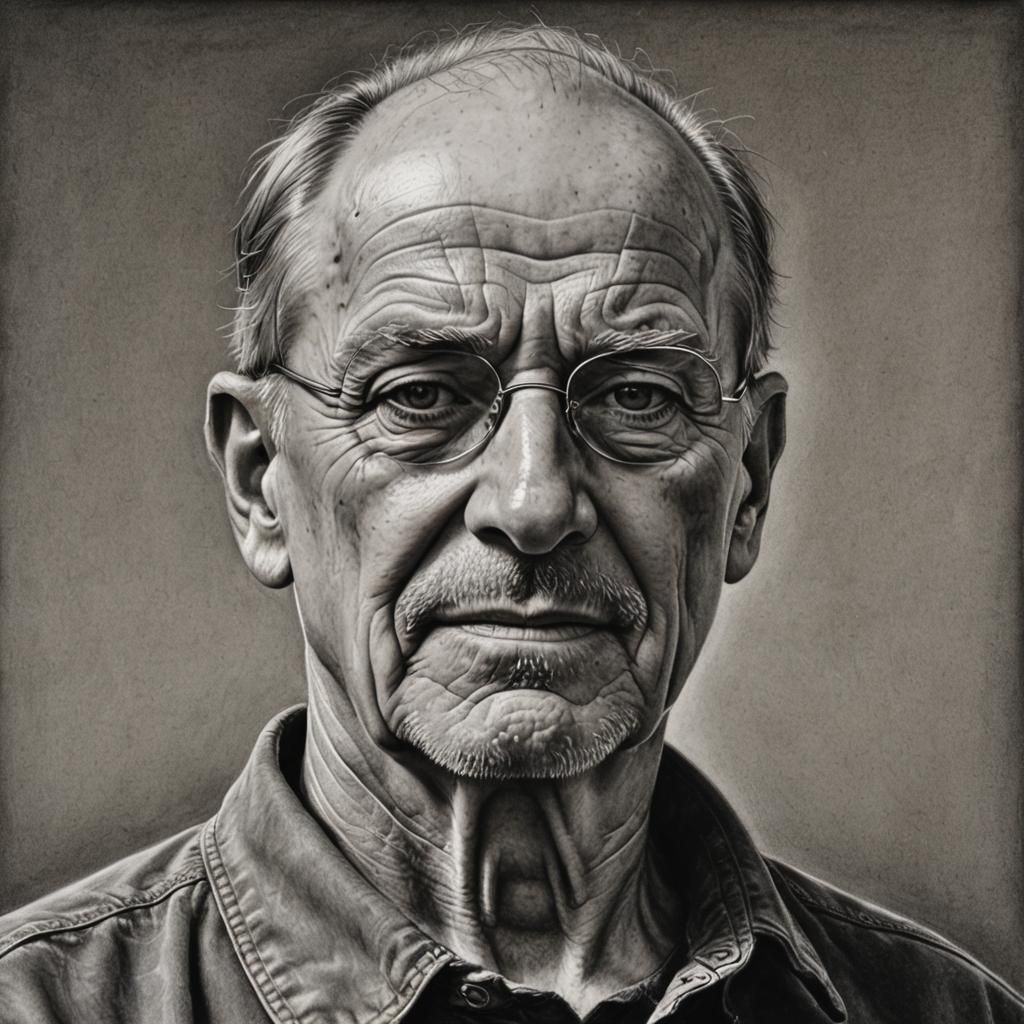 Hyperdetailed Charcoal Drawing of Max's Dad