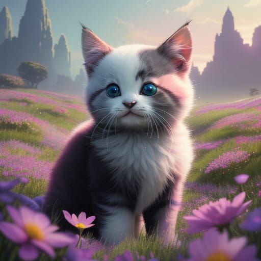 Enchanting, Sun-Kissed Alien Critter in Vibrant, Blooming Me...