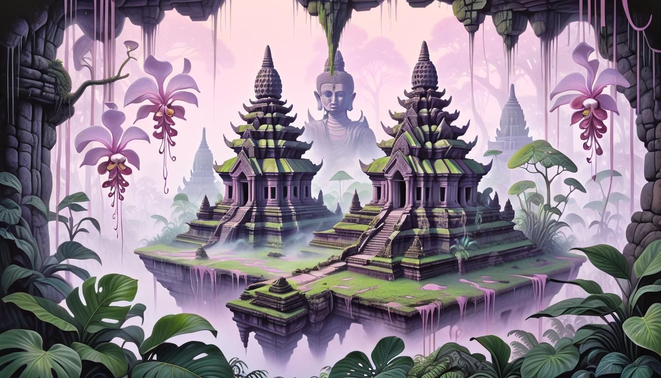 Phantasmagorical Botanical Close-Up in Mixed Media