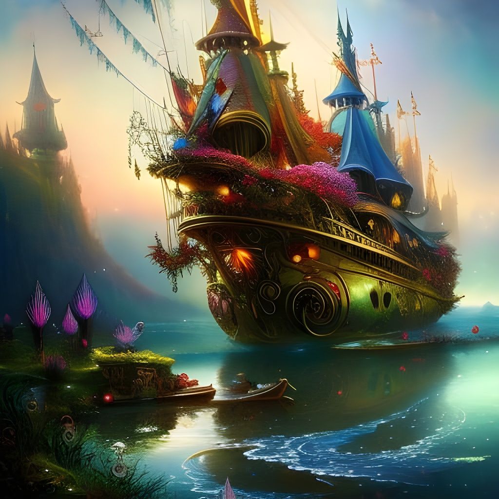 Enchanted Fairy Pirate Ship in a Fairytale World
