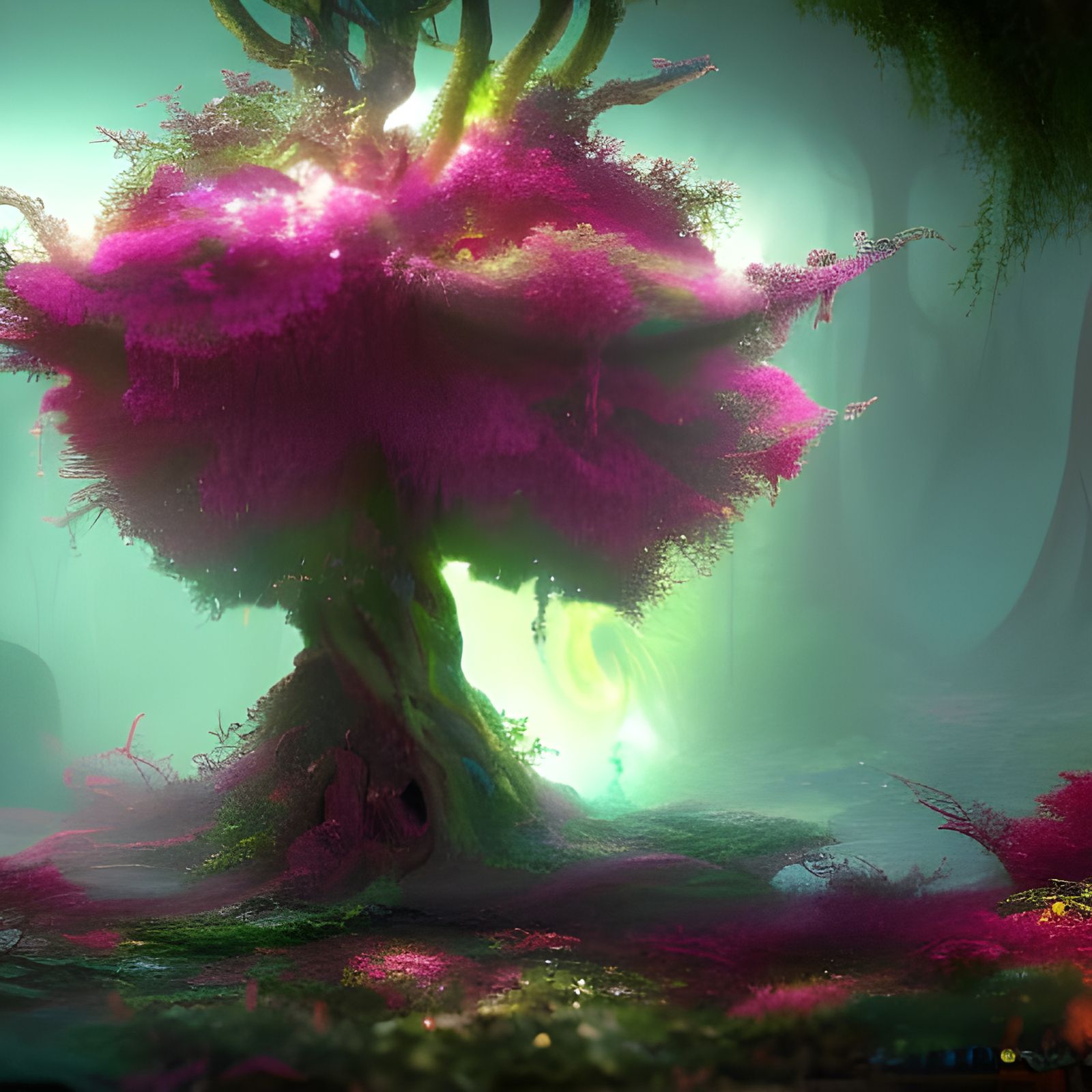 Mystical Yoni Tree Blossom Nectar in Detailed Matte Painting