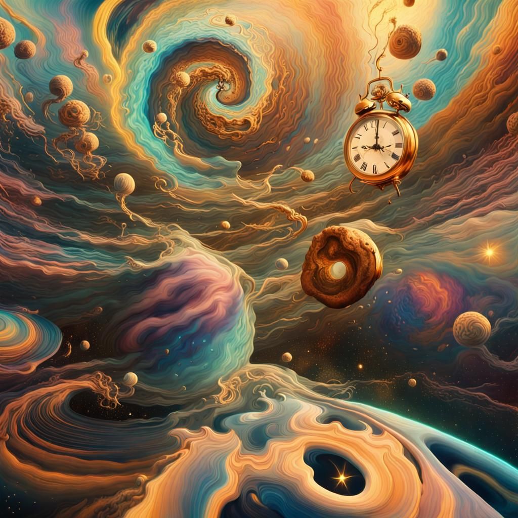 Surreal Cosmic Vortex with Melting Clocks