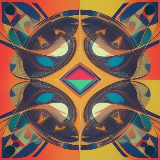 Geometric Pop Art Screen Print in Triadic Colors