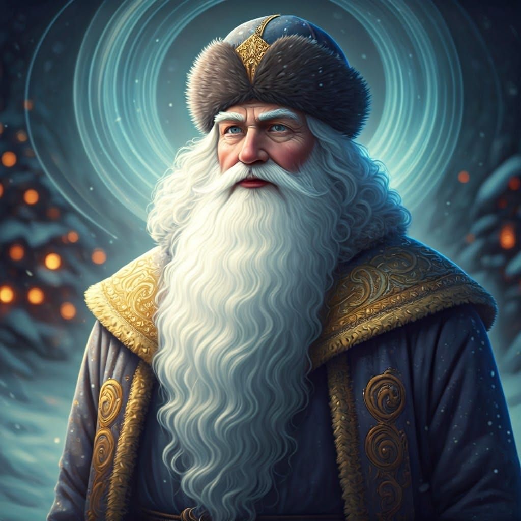 Majestic Grandfather Frost in Whimsical Winter Wonderland