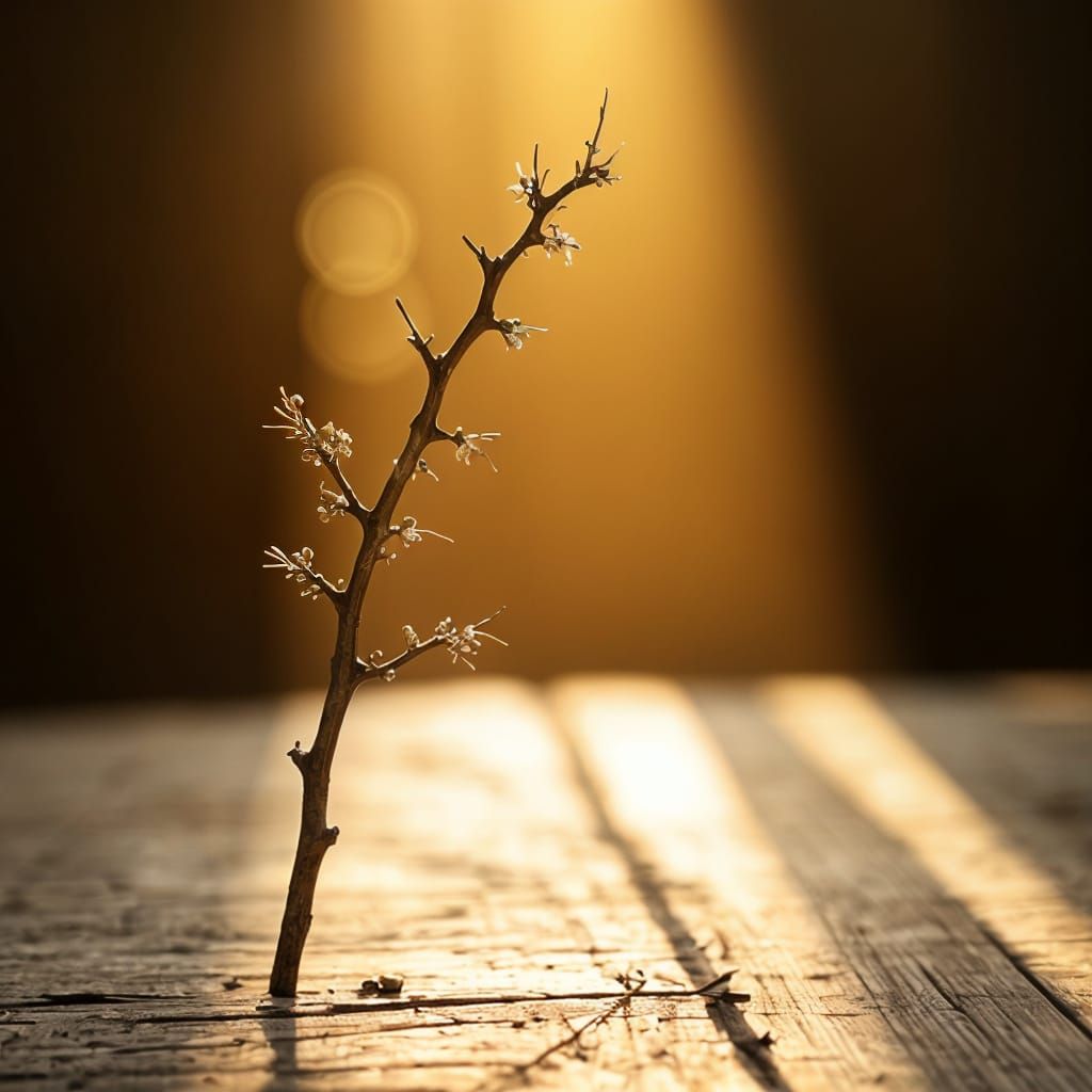 Butcher's Broom Twig in Volumetric Lighting