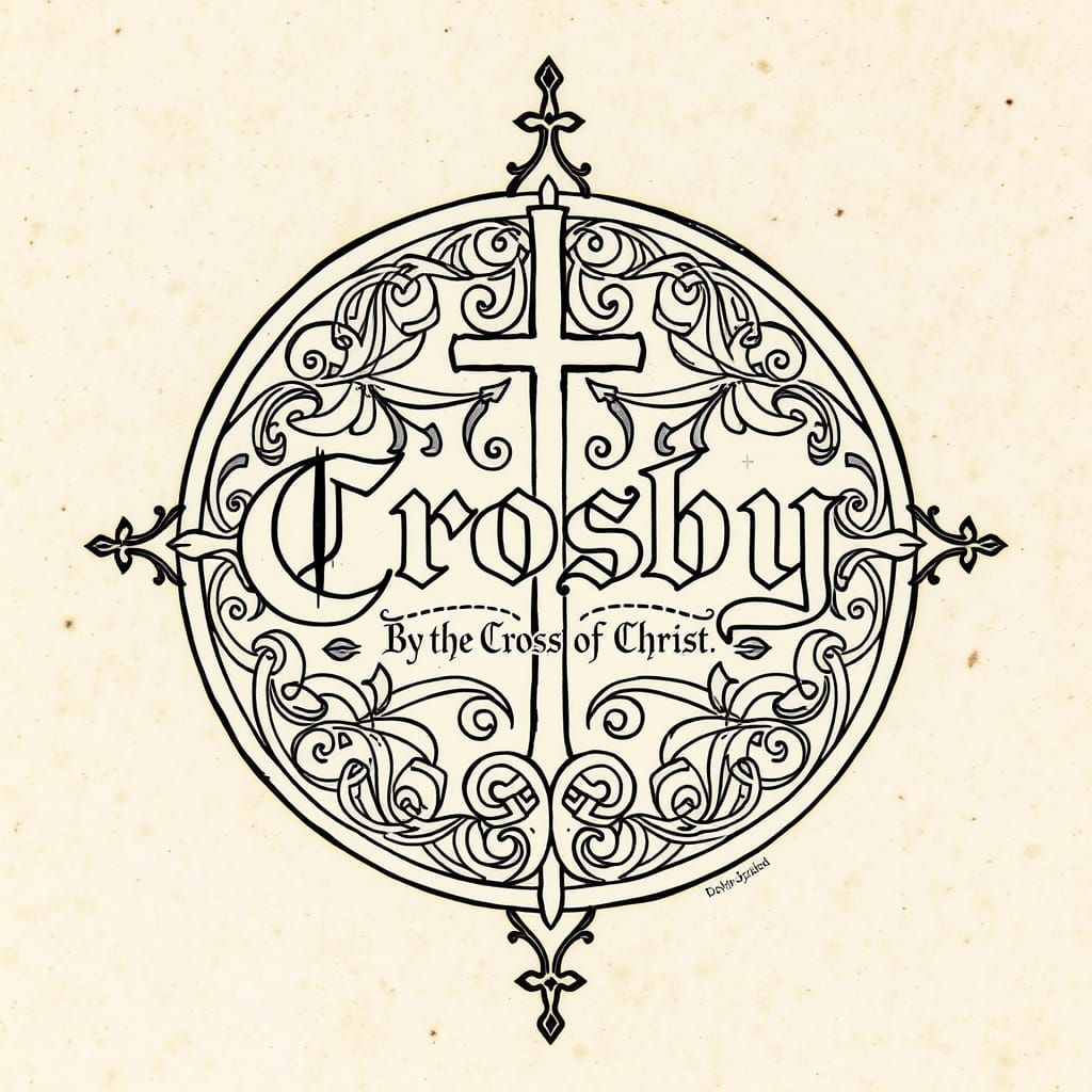 Elegant Medieval Ideogram with Christian Symbolism