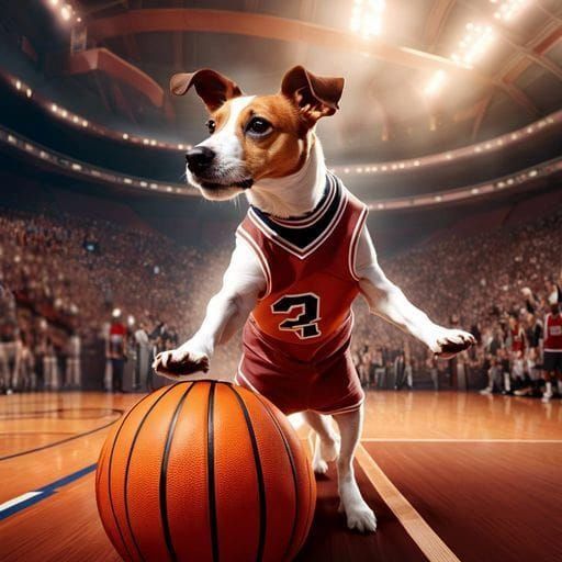 Jack Russel playing basketball